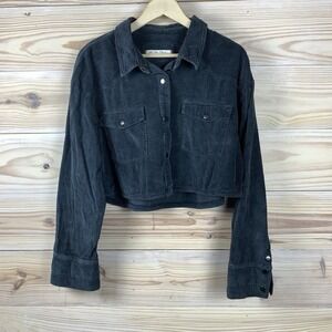 We the Free Shacket Top Wide Wale Corduroy Gray